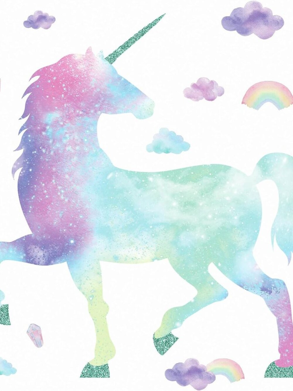 Galaxy Unicorn Peel and Stick Giant Wall Decal with Glitter